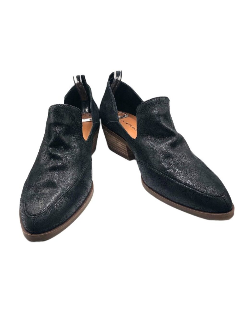 Lucky Brand Mallanzo Black Leather Cutout Loafer Shooties Low Block Heel Shoes 9